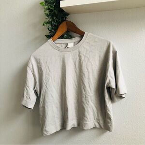 Zara Basic Plain Heavyweight Light Gray Boxy Short Sleeve T Shirt size 13/14